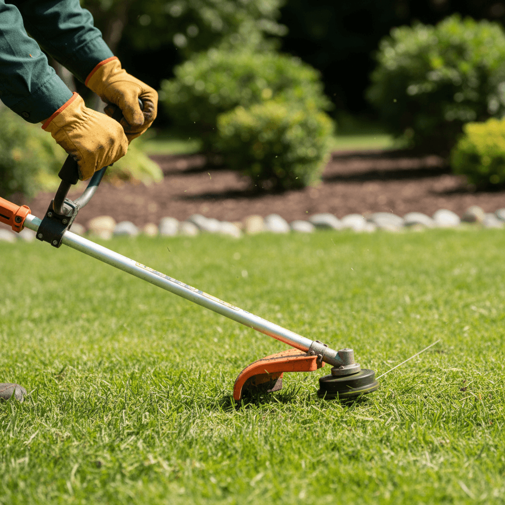 Elon Felton, owner of Felton Landscape Maintenance, working on a landscaping project